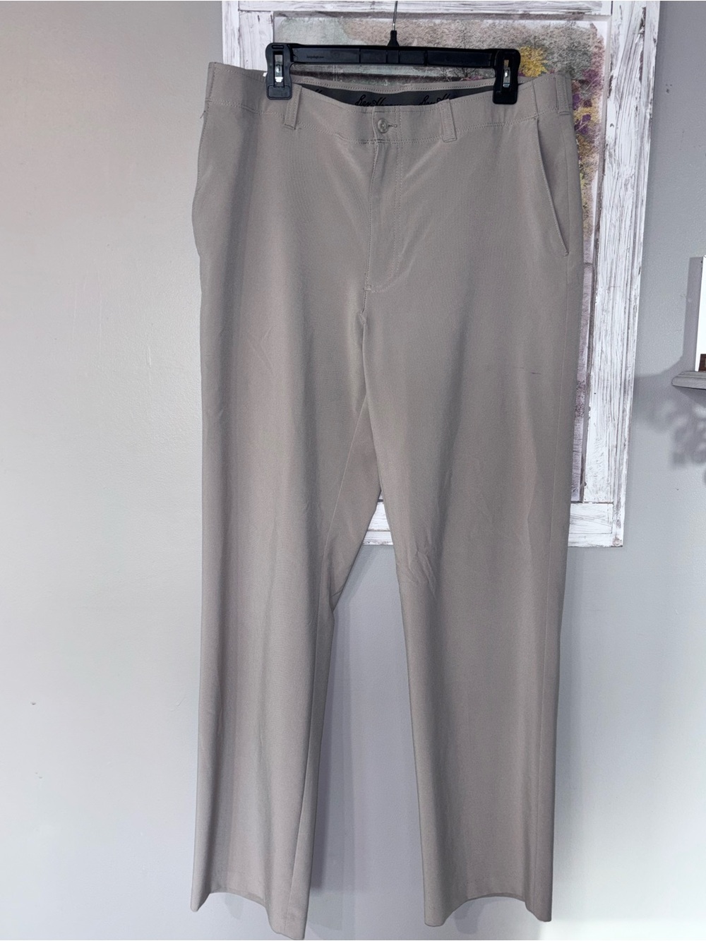 Ben Hogan Classic Chino Khaki Golf Pants 36 X 32 Flat Front Stretch